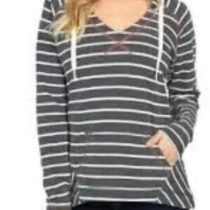 Columbia Womens Tropic Haven Blue White Stripe Hoodie Pullover Size Medium